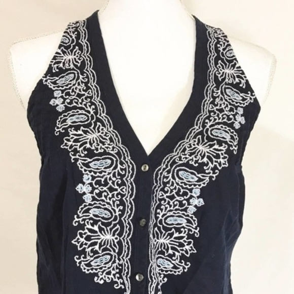 Converse One Star Navy Blue Sleeveless Blouse XS - Picture 3 of 8